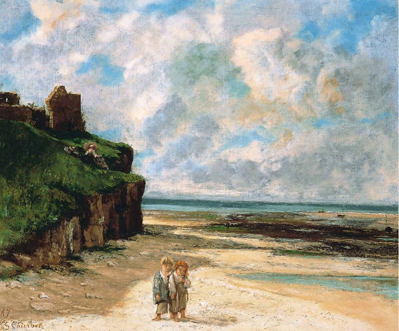 Gustave Courbet The Beach at Saint Aubin sur Mer Norge oil painting art